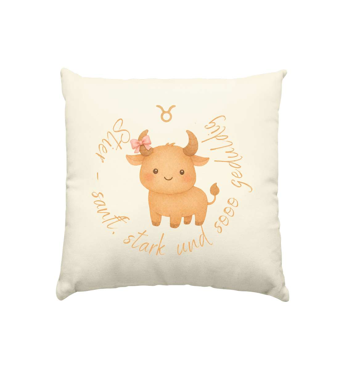 Stier - Baby Girl - Kissen natur 40x40cm