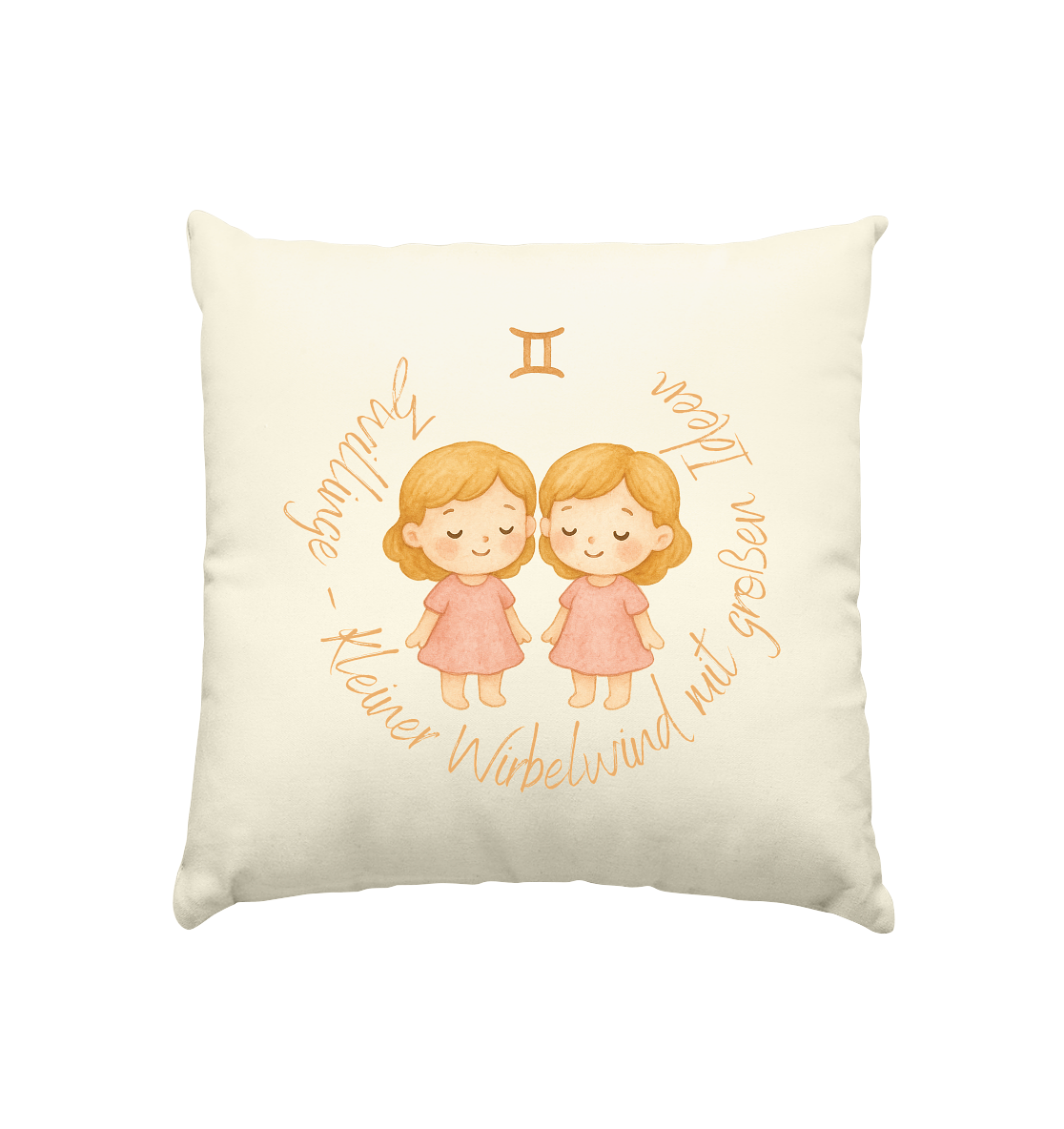 Zwillinge - Baby Girl - Kissen natur 40x40cm