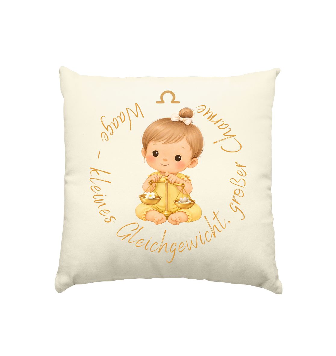 Waage - Baby Girl - Kissen natur 40x40cm
